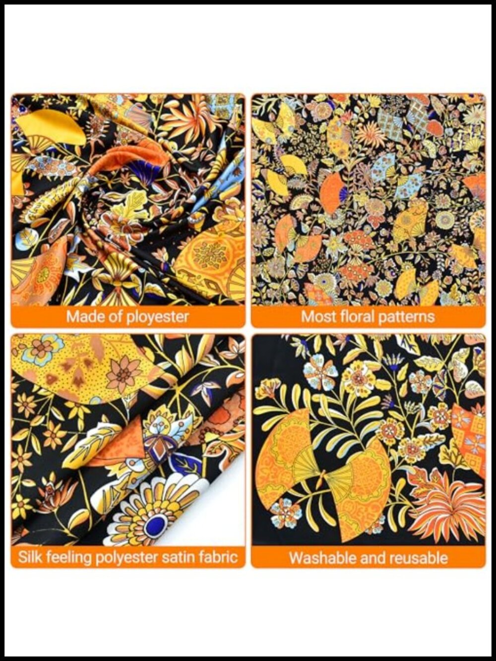 Large Silk Satin Scarf 53 inch Square Hair Wrap Bandana Sleep Shawl - Picture 2 of 5